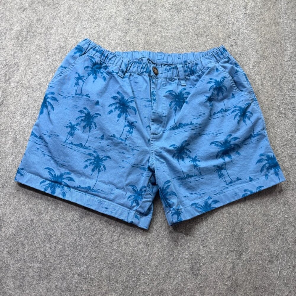 Chubbies Staples Shorts Men XL Blue 5.5" Elastic Stretch Twill Palm Tree Print